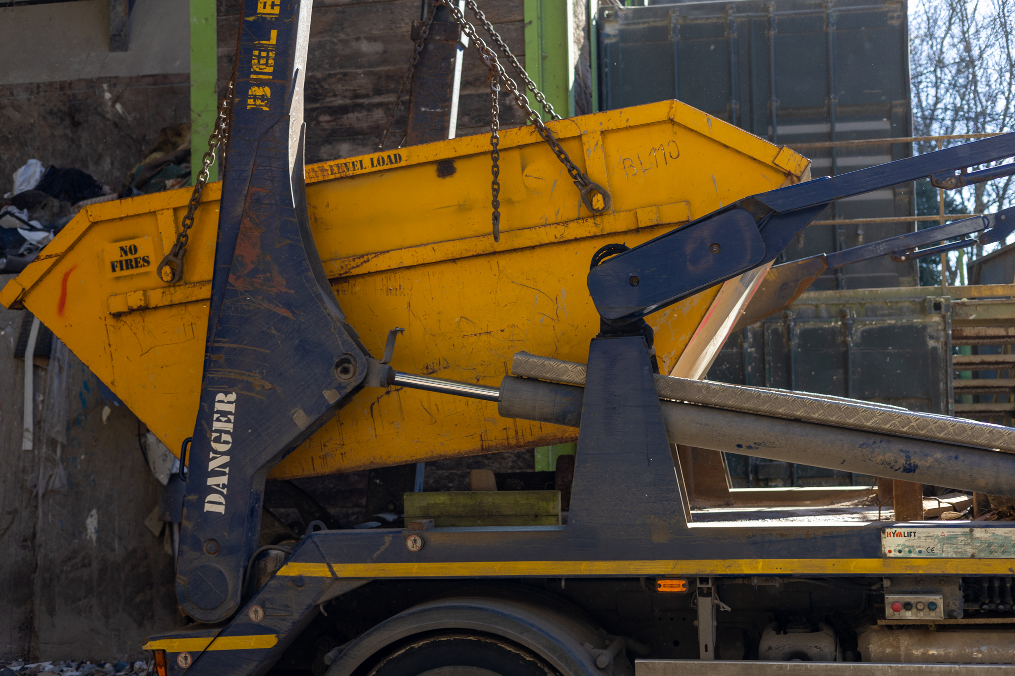 Skip hire being dropped off